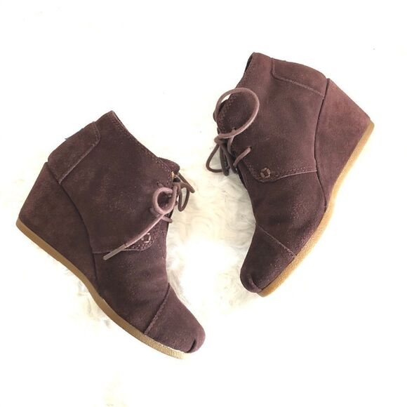 TOMS Chocolate Brown Desert Wedge Booties size 5.5 - Picture 1 of 6